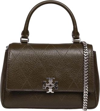 Tory Burch Mini Charlie Quilted Top-Handle Crossbody - Dames - Handtassen - Bruin - ONE Size - Leer - Tassen
