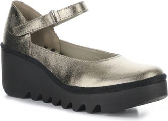 FLY London Bawo Platform Wedge Pump in Gold at Nordstrom, Size 10-10.5Us