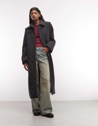 Weekday cappotto in misto lana in nero m&eacute;lange