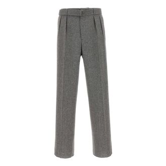Tagliatore Pleated Wide-Leg Trousers - male - Tagliatore - Suit Trousers - Gray - XL - Trousers