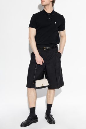 Ami Polo With Embroidered Logo, Mens, Black