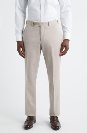 Jack Victor Piero Flat Front Stretch Cotton & Wool Pants in Light Tan at Nordstrom, Size 34