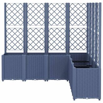 Berkfield Home Garden Planter with Trellis Blue Grey 160x160x140 cm PP | Size: 160 x 160 x 140 cm