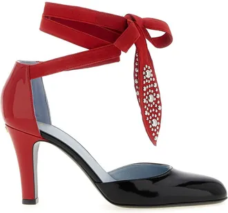 Valentino Garavani Black Red Pointed Toe Pumps