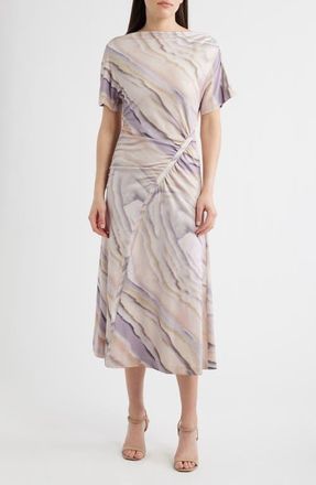 BOSS Ecaren Jersey Midi Dress in Lavender Tide Print at Nordstrom, Size X-Large