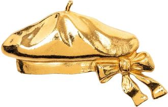 Chanel Pre-owned Jewellery, female, Yellow, Size: ONE SIZE Pre-owned Beret Hat with Bow Brooch
