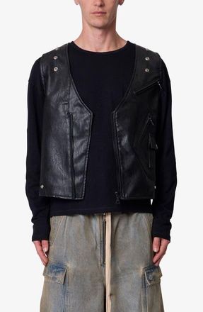 mnml Faux Leather Zipper Vest in Black at Nordstrom, Size Xx-Large