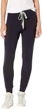 Monrow Skinny Sweatpants With Chevron Trim In Faded Black