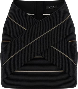 Balmain Black V-shaped Waist Skirt