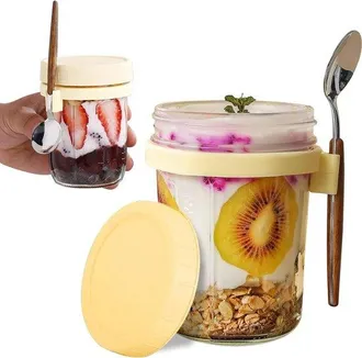 OEM Vasitos De Avena Nocturna - Taza De Muesli - Tarro Mason - Avena Nocturna - Avena - 2 Piezas - &iexcl;imprescindible Para Tu Desayuno