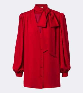 Valentino Garavani Tie-neck silk georgette blouse