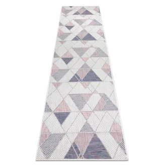 RugsX Rugsx - Alfombra Sisal Sion Alfombra De Pasillo Geom&eacute;trico, Triangulos 3006 Tejido Plano Ecru / Rosado Pink 80x250 Cm