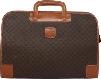 Celine Macadam Briefcase Canvas And Leather Brown Canvas Briefcase Bag (Pre-Owned)