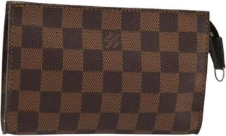 Louis Vuitton Pre-owned Clutches, female, Brown, Size: ONE SIZE Pre-owned Vintage Damier Ebene Pouch