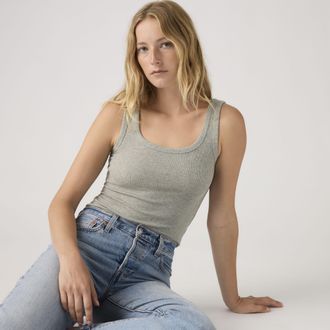 Levi's Hayes Ribbed Tank Top - Womens - L - Grey