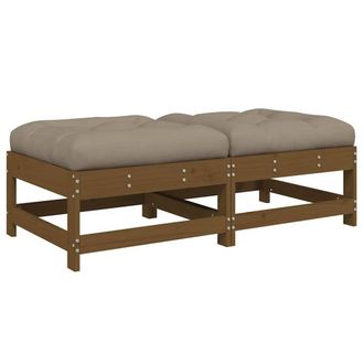Berkfield Home Garden Footstools with Cushions 2pcs Honey Brown Solid Wood Pine