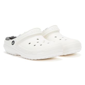 Crocs Classic Lined Womens White / Grey Clogs - Size 6-7 (UK Shoe)