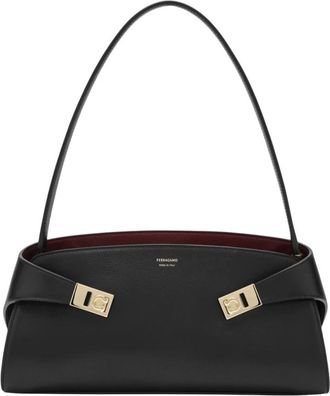 Ferragamo Hug East-West Schoudertas - Dames - Schoudertassen - Zwart - ONE Size - Leer - Tassen