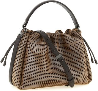 Brunello Cucinelli Womens Shoulder Bag Brown Calfskin Leather
