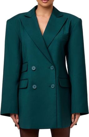 Naked Wardrobe Oversize Long Sleeve Blazer Dress in Deep Teal at Nordstrom, Size X-Small