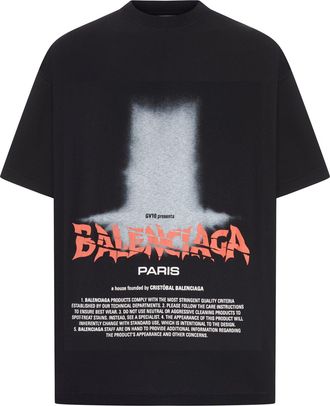 Balenciaga OVERSIZED THE DOOR T-SHIRT IN DRY BLACK JERSEY - Balenciaga - Woman