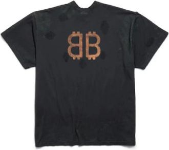 Balenciaga T-Shirts, male, Black, Size: M Vintage Paris Moon T-Shirt Oversize