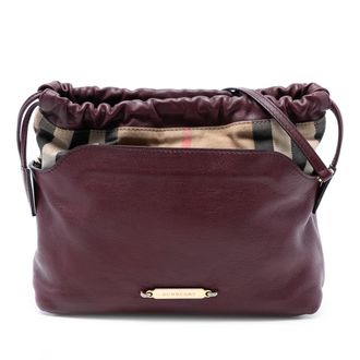 Burberry Tweedehands House Check Canvas en Kalfsleer Little Crush Schoudertas