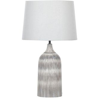 Beliani Beliani - Ceramic Table Lamp Bedside Lighting Fixture 66 cm Fabric Shade Grey Georgina