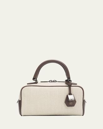 Brunello Cucinelli Explorer Techno Raffia & Leather Crossbody Bag