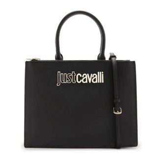 Just Cavalli Tassen, Dames, Zwart, ONE Size, Leer, Metalen Lettering Dames Tas Range