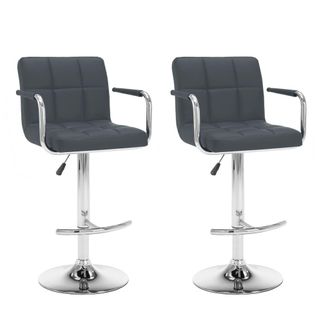 vidaXL Taburetes De Cocina 2 Unidades Cuero Sint&eacute;tico Gris Vidaxl