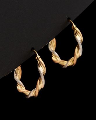 Italian Gold, Inc 14K Tri-Tone Italian Gold Satin Twist Hoops