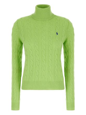 Polo Ralph Lauren cable-knit turtleneck sweater - women - Wool/Cashmere - S - Green