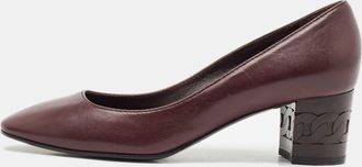 Casadei Purple Leather Embossed Chain Heel Pumps