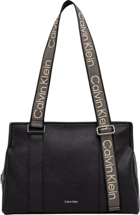 Calvin Klein Webbing Adj Strap Tote - Dames - Schoudertassen - Zwart - ONE Size - Polyester - Tassen