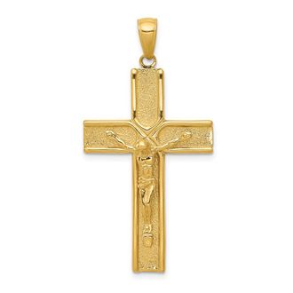 Diamond2Deal 14k Yellow Gold Satin Finish Crucifix Pendant