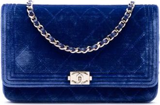 Chanel Tweedehands leren portemonnees - Dames - Vintage Schoudertas - Blauw - ONE Size - Vintage