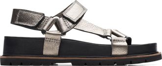Clarks Orianna Sporty Leather Sandals In Metallic Standard Fit Size 3