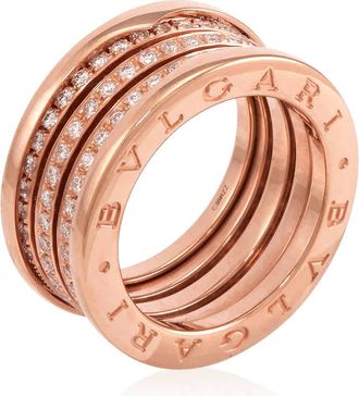 Bulgari B.Zero1 18K Pink Gold 4-Band Diamond Pave Ring