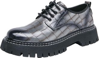 Generic Business Shoes for Men Invisible Height Increasing Elevator Shoes Lace-ups Sneakers Square Toe Leather Shoe Non Slip Causal Shoewear for Weddings and 