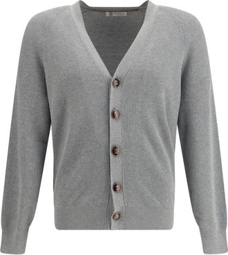 Brunello Cucinelli V-neck button cardigan - Grijs