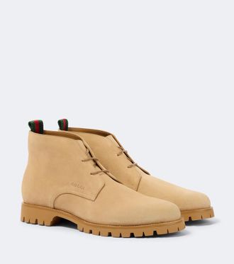 Gucci Web Stripe suede desert boots