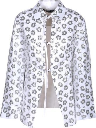 Jacquemus La Chemise Lavoir Brod&eacute;e Shirt - Dames - Overhemden - Wit - 2XS - Leer - Overhemden
