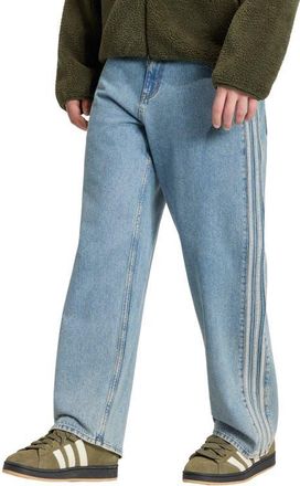 adidas Firebird Wide Leg Jeans in Worn Blue Denim at Nordstrom, Size 36