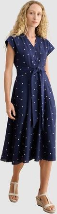 Hobbs London Samantha Polka Dot Midi Dress in Midnightivory at Nordstrom, Size 10