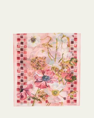 Ferragamo Floral-Print Silk Scarf