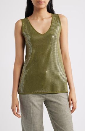 Anne Klein Double V-Neck Sweater Tank in Bay Leaf at Nordstrom, Size Medium