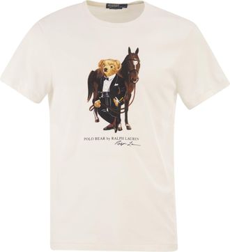 Polo Ralph Lauren T-shirt met polobeerprint in rijkleding
