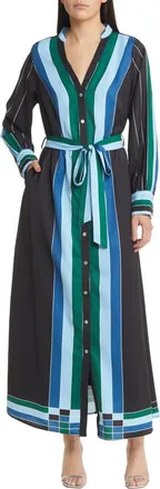 Ciebon Carmine Stripe Elbow Sleeve Shirtdress in Navy Multi at Nordstrom Rack, Size Medium