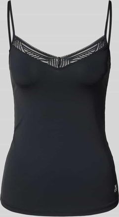 Marc O'Polo Shaped Fit Trägertop mit Spitzenbesatz in Black, Größe XL